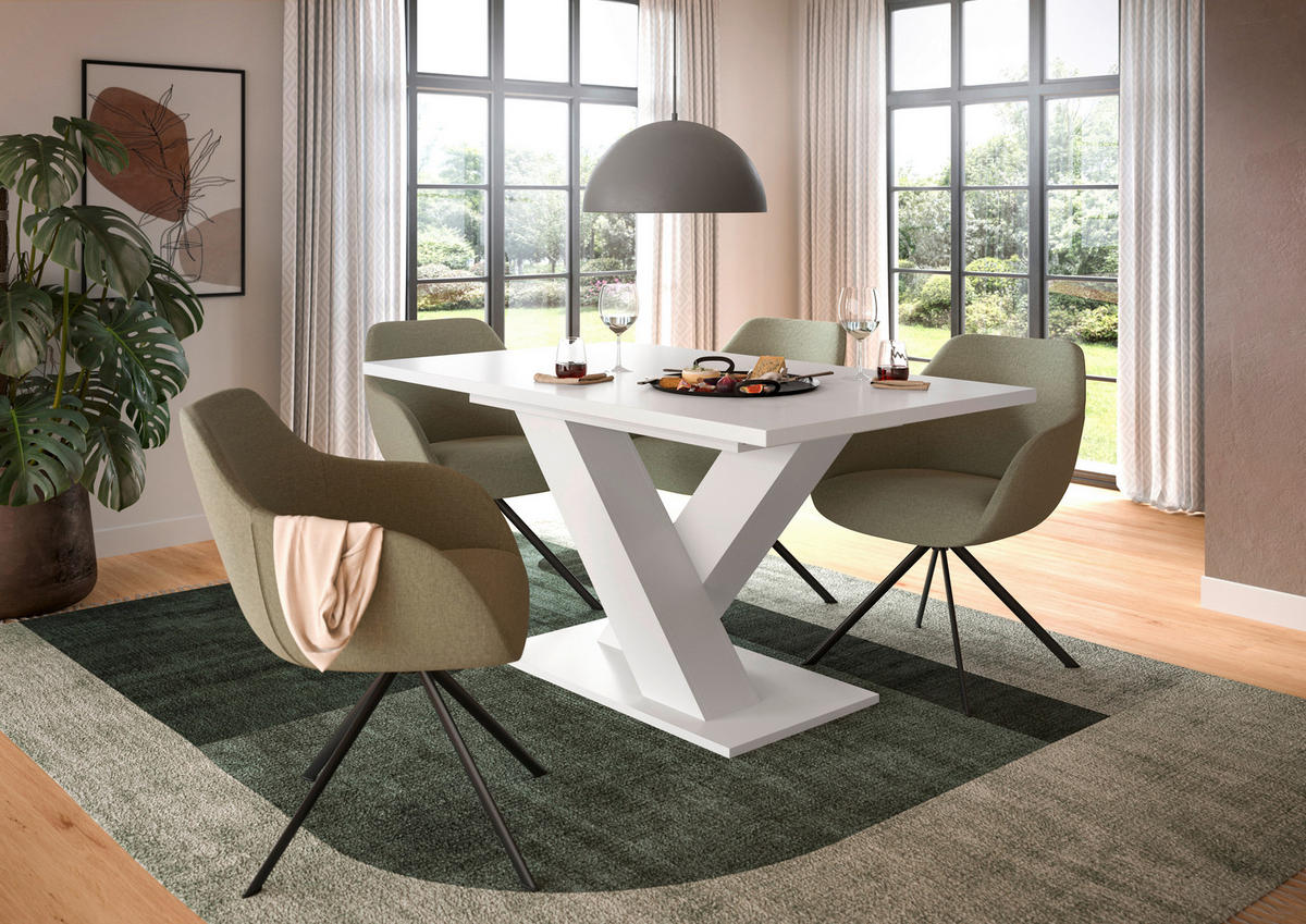 AUSZIEHTISCH Weiß rechteckig  ausziehbar  - Weiß, KONVENTIONELL, Holzwerkstoff (150-190/76/90cm)