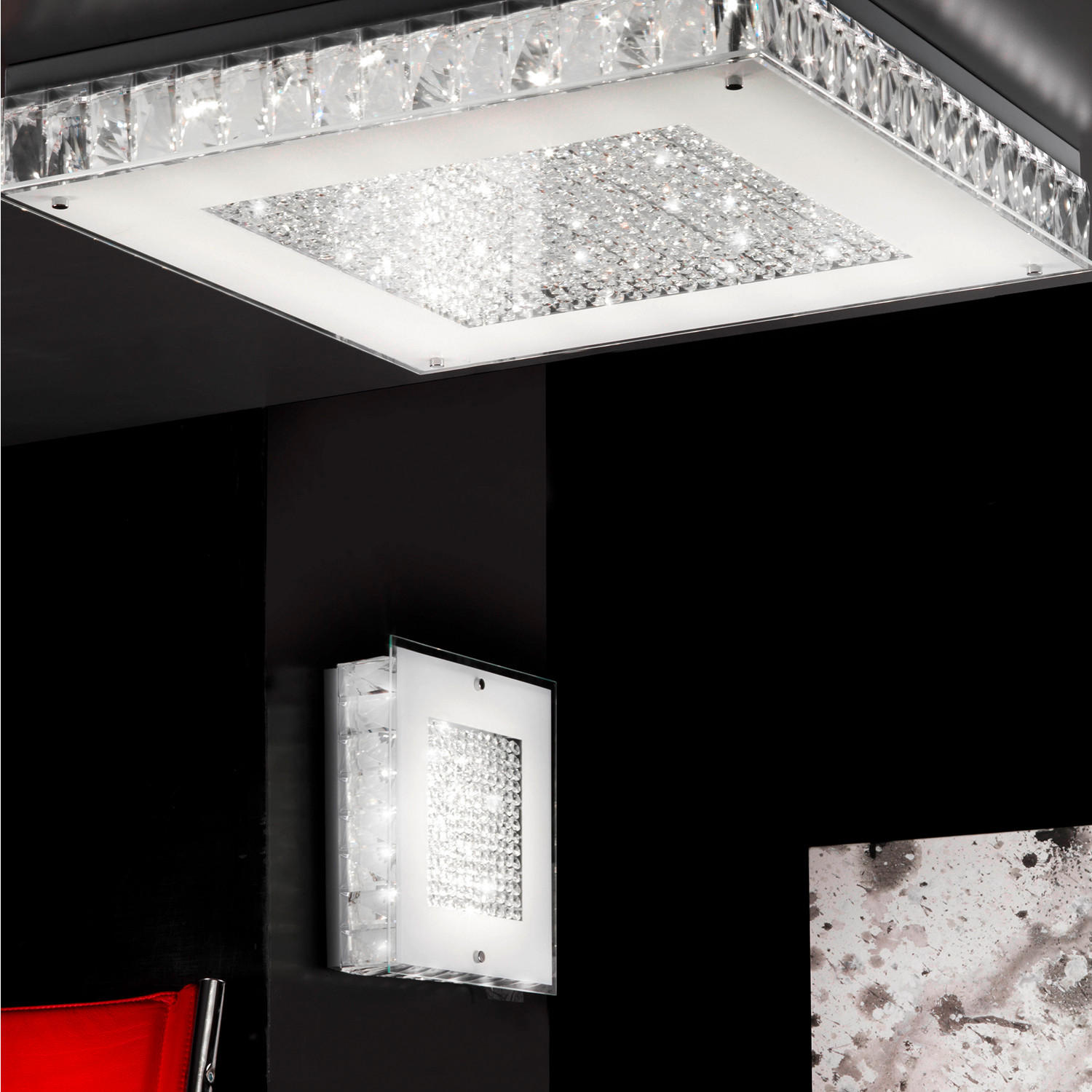 LED-DECKENLEUCHTE 55/55/10 cm   - Klar/Chromfarben, Basics, Glas/Metall (55/55/10cm)