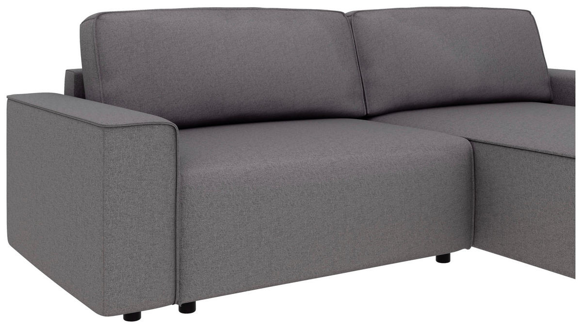 ECKSOFA in Struktur Anthrazit  - Anthrazit/Schwarz, Modern, Kunststoff/Textil (265/164cm) - Trendmanufaktur