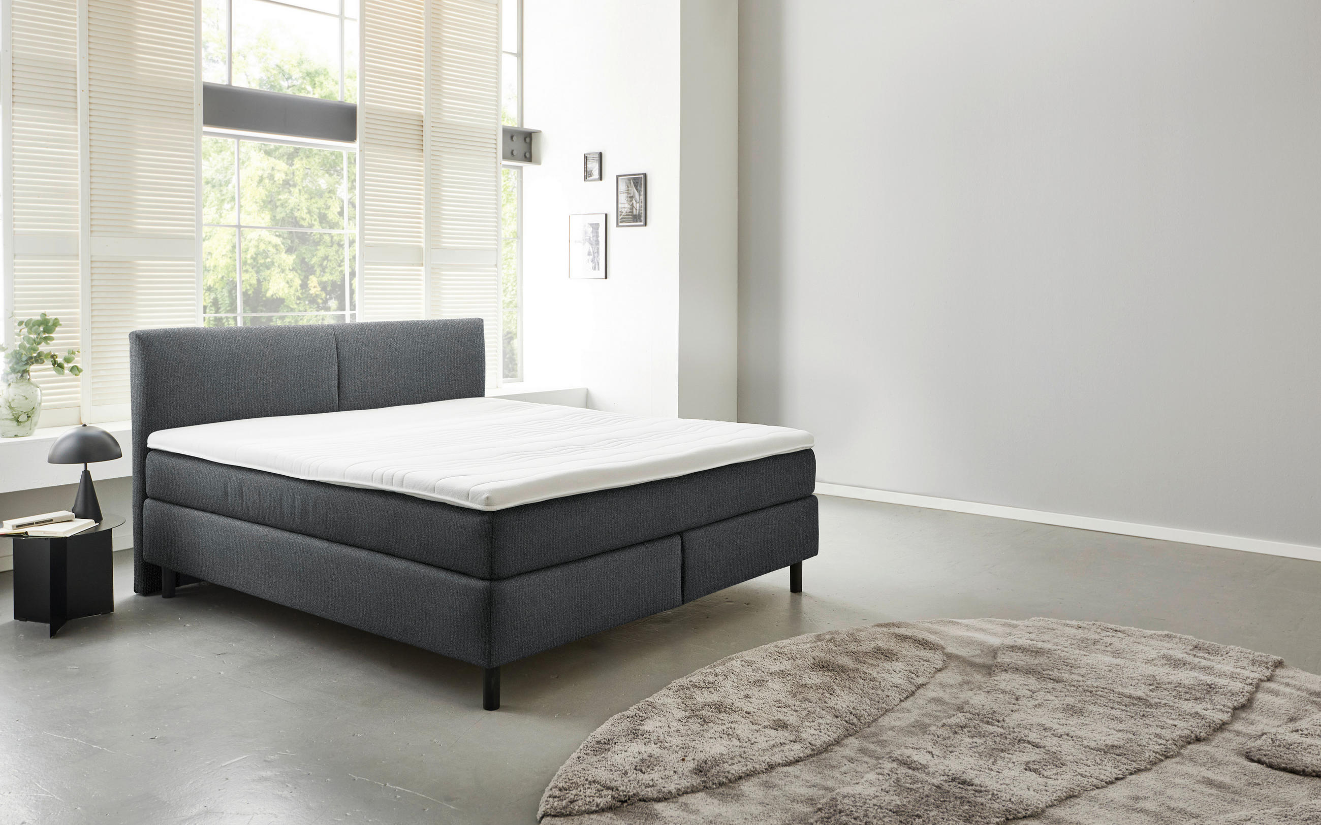 BOXSPRINGBETT 160/200 cm  in Anthrazit  - Anthrazit/Schwarz, MODERN, Kunststoff/Textil (160/200cm) - Beldomo - Sleep