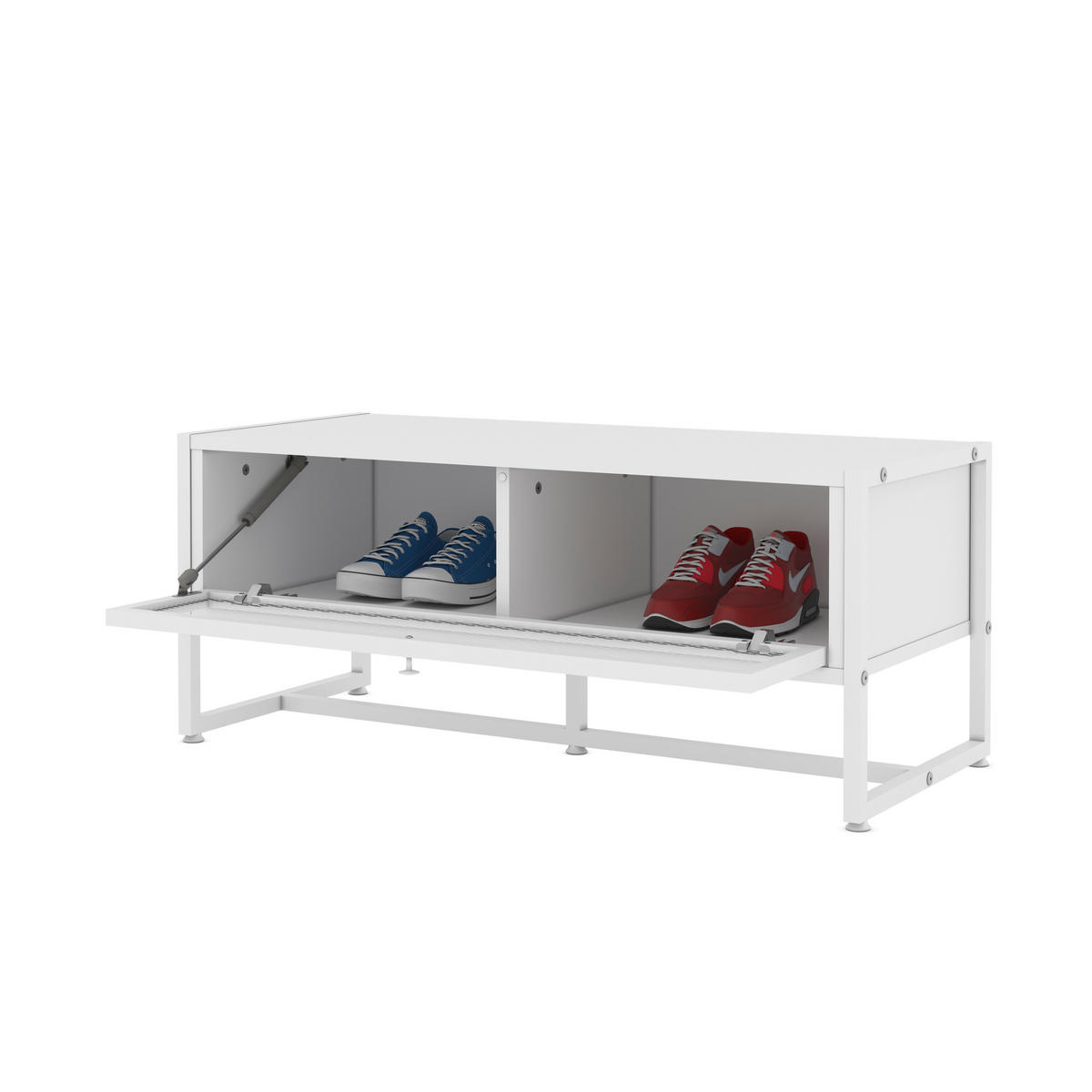 LAVICE S BOTNÍKEM, bílá, 95/40/41 cm - bílá, Moderní, kov/dřevo (95/40/41cm) - P & B