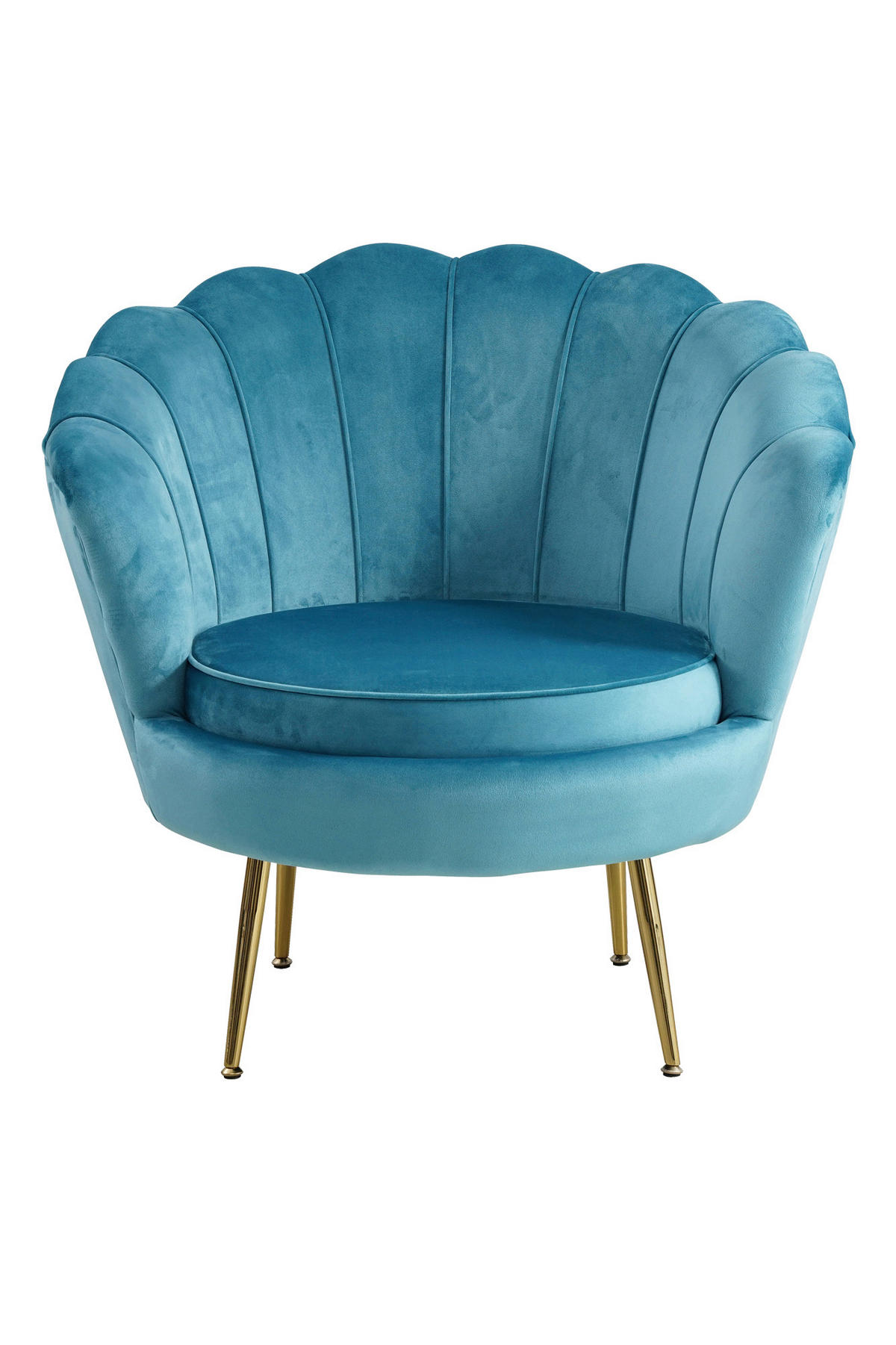 SESSEL in Samt Blau  - Blau/Goldfarben, MODERN, Textil/Metall (76/78/76cm) - Livetastic