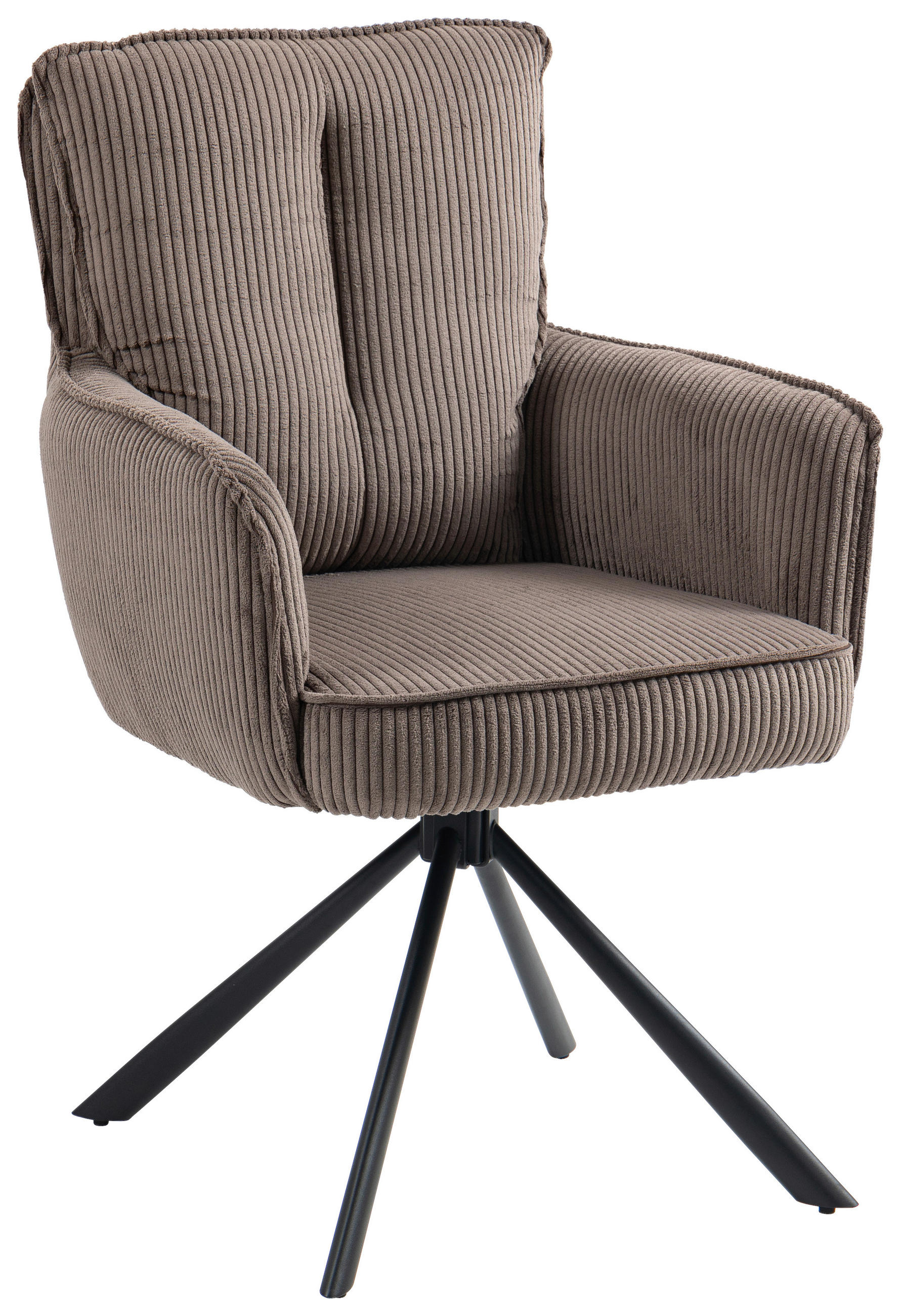 ARMLEHNSTUHL  Stoffauswahl, Sitzfläche 180° drehbar Cord  - Taupe/Schwarz, Design, Textil/Metall (62/95/67cm) - Novel