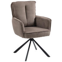 ARMLEHNSTUHL  Stoffauswahl, Sitzfläche 180° drehbar Cord  - Taupe/Schwarz, Design, Textil/Metall (62/95/67cm) - Novel