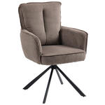 ARMLEHNSTUHL  Stoffauswahl, Sitzfläche 180° drehbar Cord  - Taupe/Schwarz, Design, Textil/Metall (62/95/67cm) - Novel