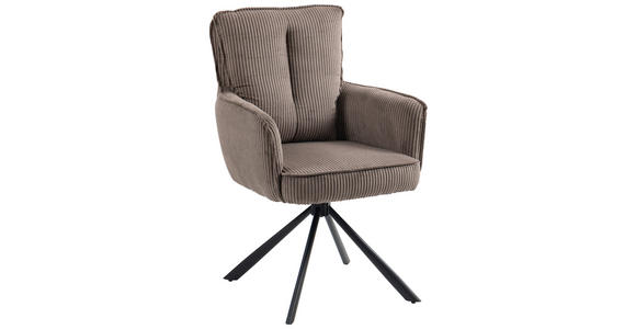 ARMLEHNSTUHL  Stoffauswahl, Sitzfläche 180° drehbar Cord  - Taupe/Schwarz, Design, Textil/Metall (62/95/67cm) - Novel