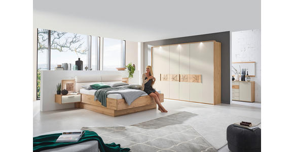 BETTANLAGE 180/200 cm  in Eichefarben, Sandfarben  - Sandfarben/Eichefarben, KONVENTIONELL, Holzwerkstoff/Textil (180/200cm) - Dieter Knoll