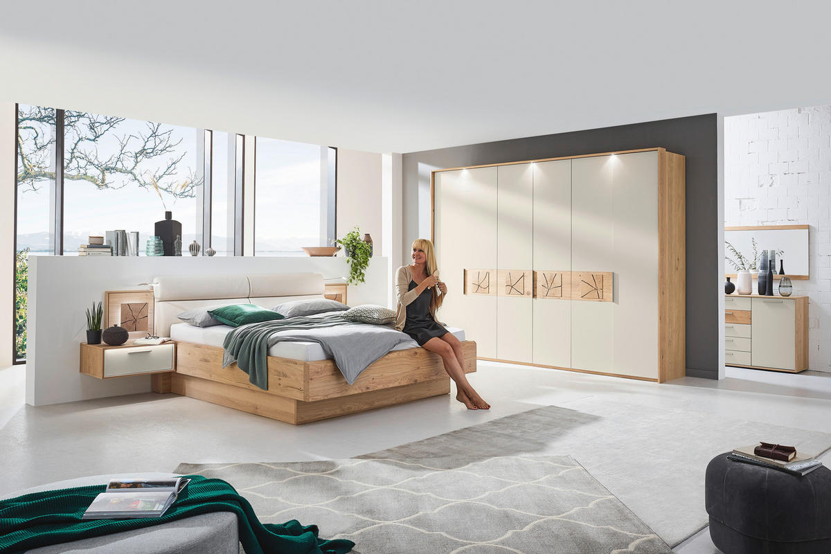 BETTANLAGE - Sandfarben/Eichefarben, KONVENTIONELL, Textil (180/200cm) - Dieter Knoll