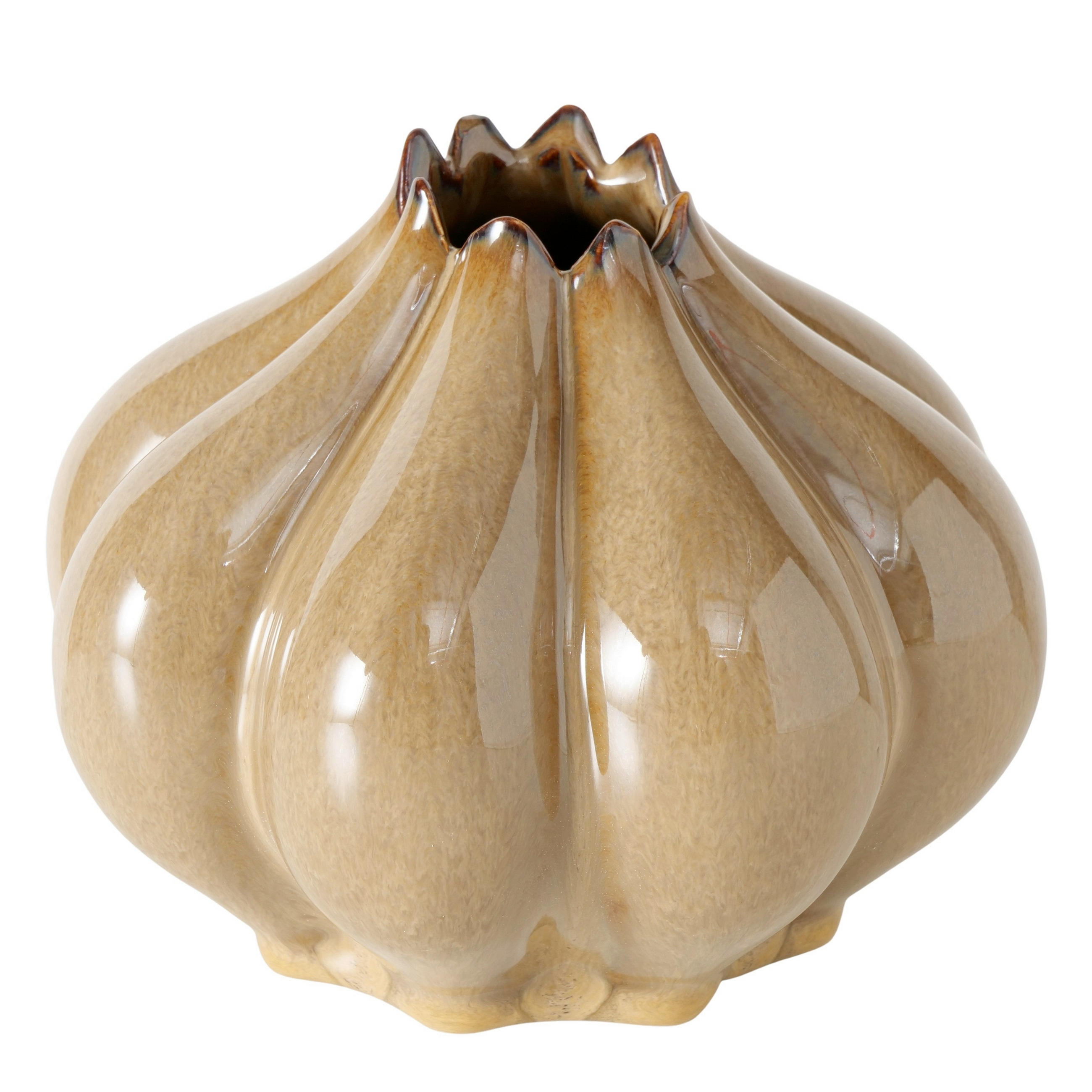 VÁZA  - világosbarna, Design, kerámia (15,5/12,3cm)