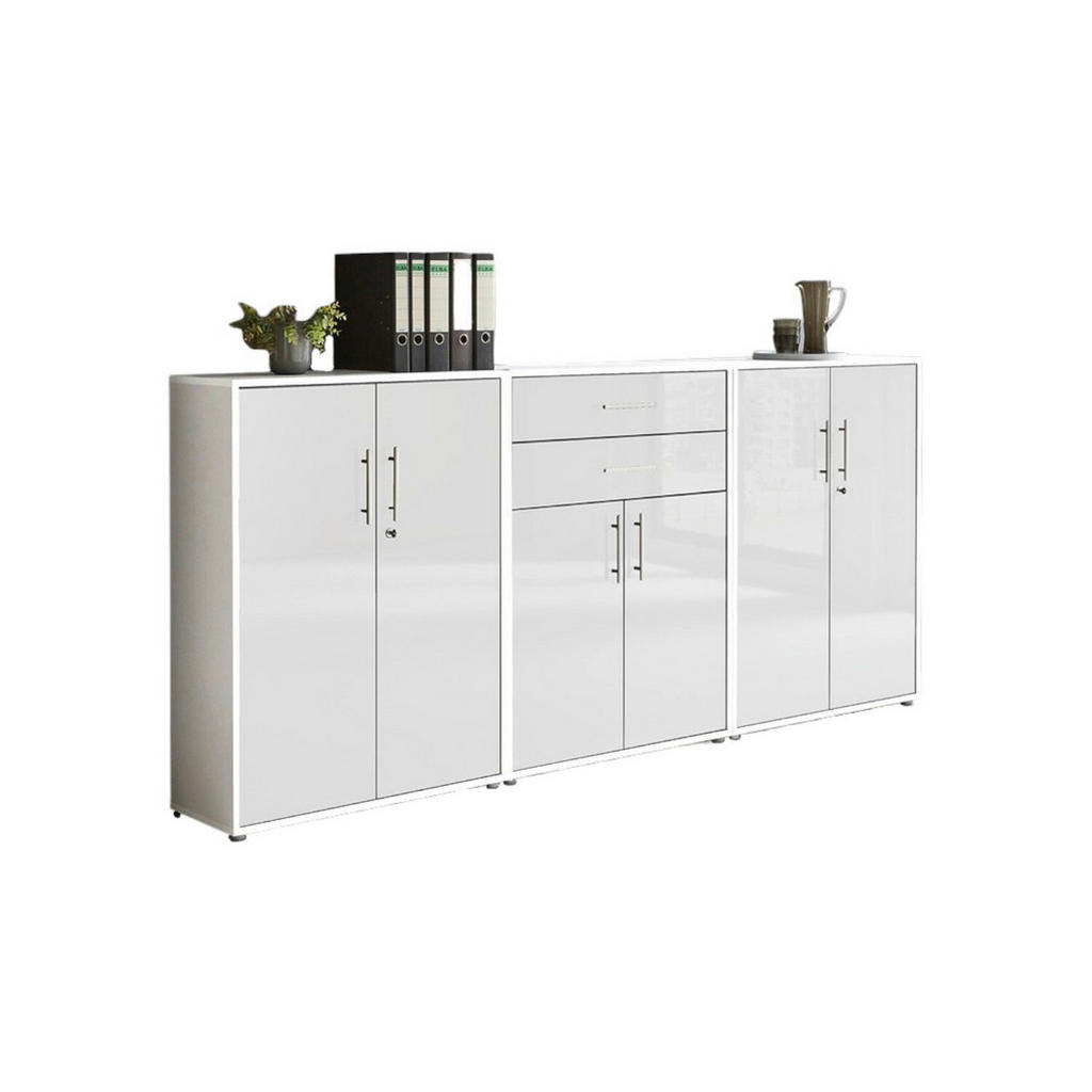 MID.YOU SKŘÍŇ NA ŠANONY, bílá, vysoce lesklá bílá, 253,2/113,6/33 cm