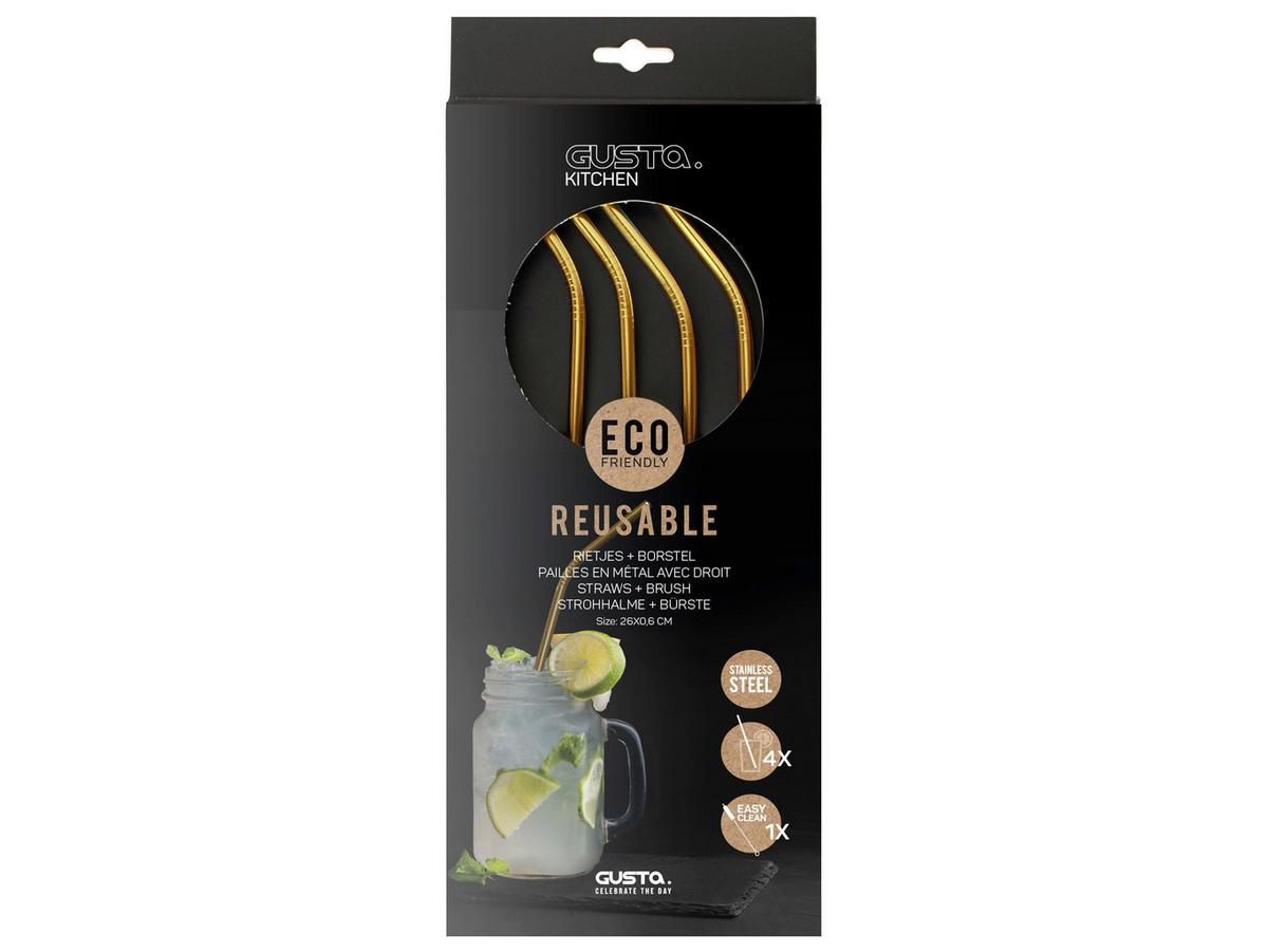 SET SLAMKI  - zlatne boje, Basics, metal (31cm) - Gusta