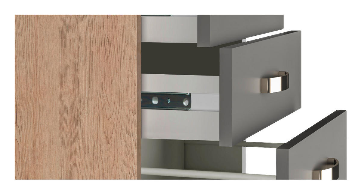 SCHUBKASTENUNTERSCHRANK 50/85/60 cm  in Eiche San Remo, Dunkelgrau, Edelstahlfarben  - Edelstahlfarben/Dunkelgrau, MODERN, Holzwerkstoff/Metall (50/85/60cm) - FlexWell