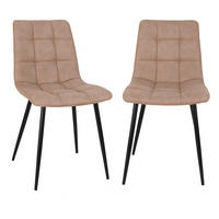 STUHL-SET 2 Stück  in Samt  - Hellbraun/Schwarz, MODERN, Textil/Metall (44/86/55cm) - MID.YOU