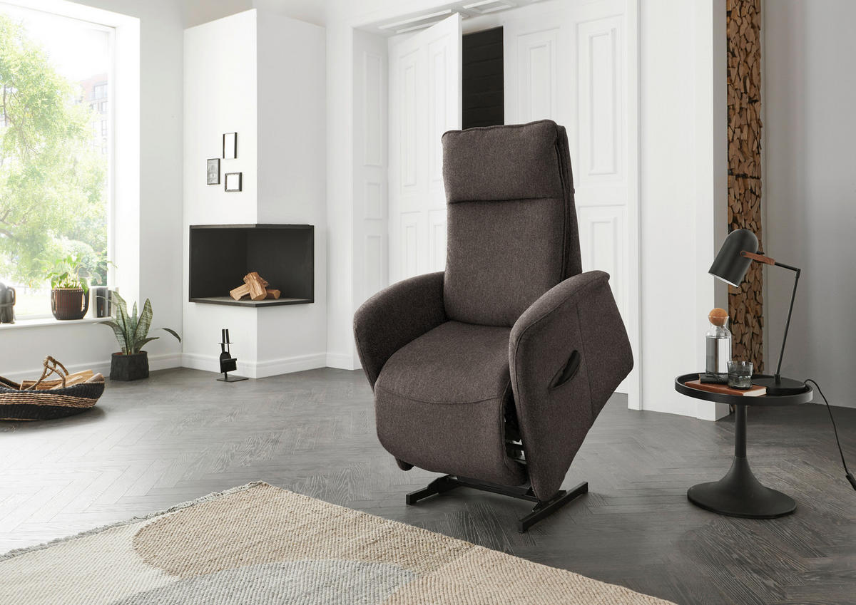 FERNSEHSESSEL in Chenille Graubraun  - Graubraun, Konventionell, Kunststoff/Textil (79-83/108/87cm) - Valdera
