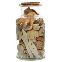 DEKOFLASCHE  - Naturfarben, LIFESTYLE, Glas/Naturmaterialien (14/27/14cm) - Kayoom