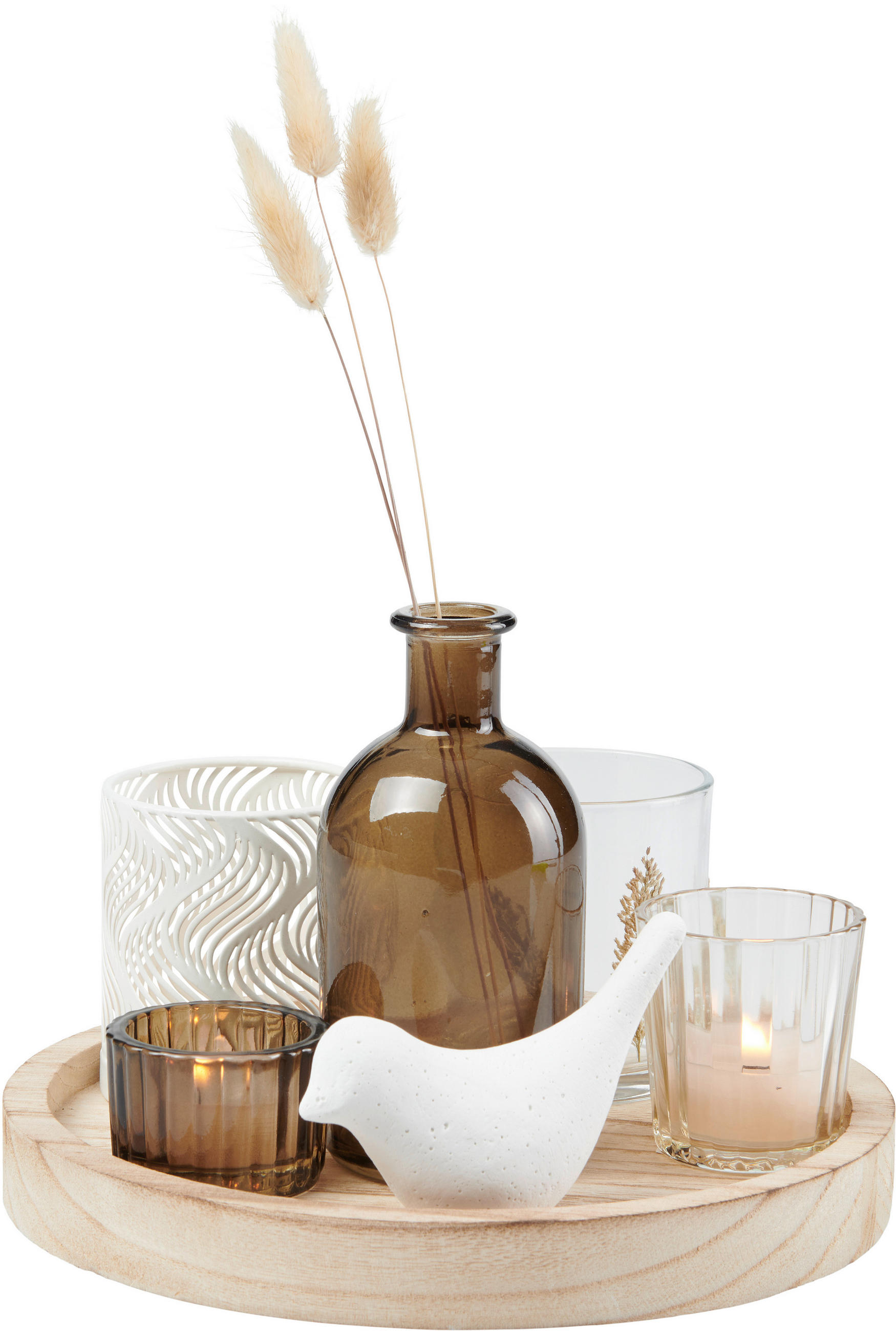 KERZENHALTER-SET - Multicolor, LIFESTYLE, Naturmaterialien/Glas (22/15cm) - Ambia Home