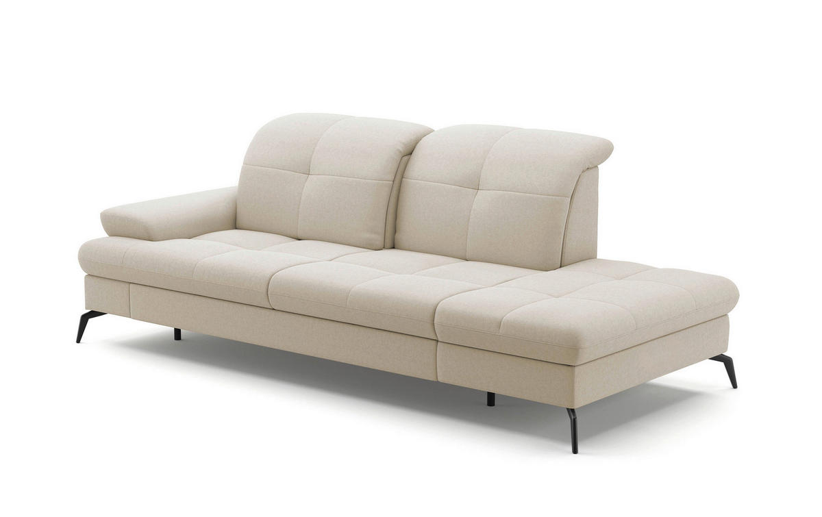 RÉCAMIERE in Flachgewebe Creme  - Creme/Schwarz, KONVENTIONELL, Textil/Metall (231/90/122cm) - Sit & More