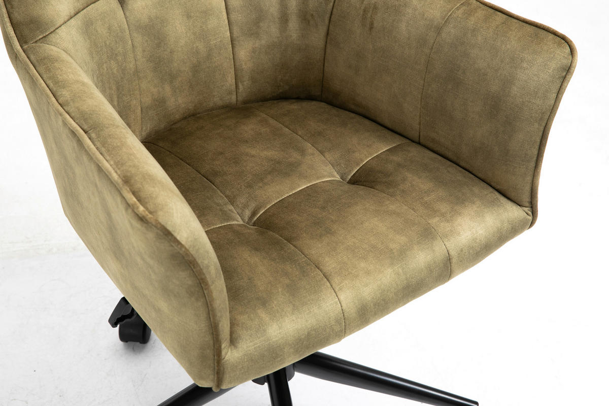 DREHSTUHL  in Samt Olivgrün  - Schwarz/Olivgrün, MODERN, Kunststoff/Textil (60/90/61cm) - MID.YOU