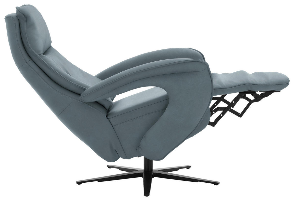 RELAXSESSEL in Leder Blaugrau  - Blaugrau/Schwarz, Design, Leder/Metall (77/110/87cm) - Valdera
