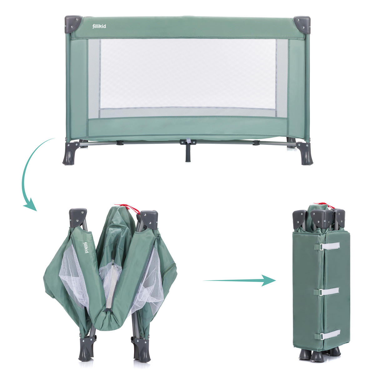 REISEBETT Türkis  - Türkis, Basics, Textil/Metall (120/60/76cm) - Fillikid