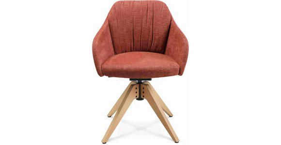 ARMLEHNSTUHL  in Velours  - Eichefarben/Rot, Design, Holz/Textil (58/82,5-85,2/60cm) - Johann Jakob