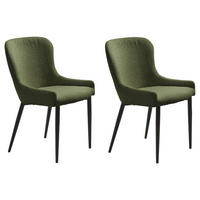 STOL 2 styck bouclé  - grön/svart, Modern, metall/textil (52/82/60cm) - Livetastic