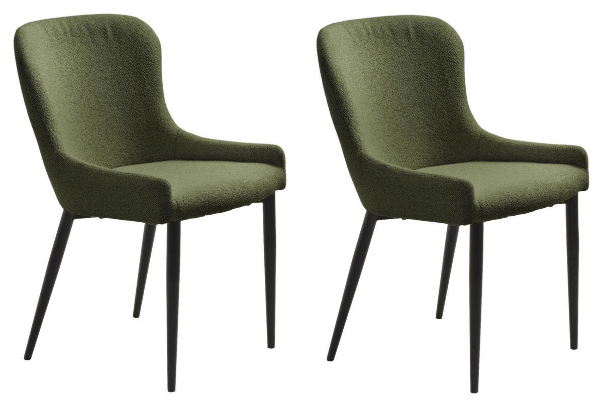 STOL 2 styck bouclé  - grön/svart, Modern, metall/textil (52/82/60cm) - Livetastic