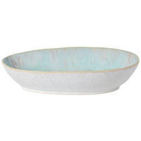 SERVIERPLATTE - Weiß Hochglanz/Hellblau, Basics, Keramik (32/17cm) - Costa Nova