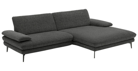 ECKSOFA in Velours Dunkelgrau 284/184 cm - Dunkelgrau/Schwarz, Design, Textil/Metall (284/184cm) - Dieter Knoll