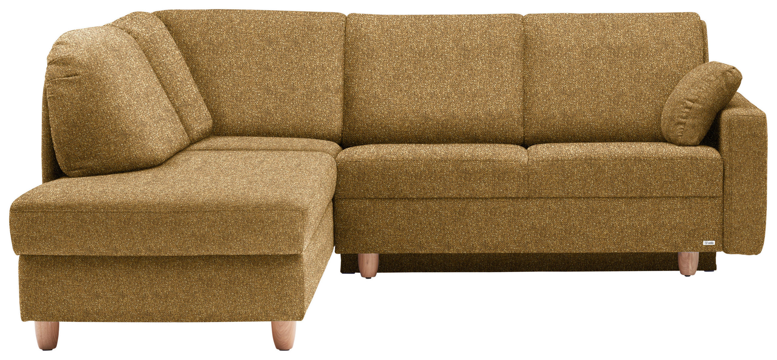ECKSOFA  in Mikrovelours Senfgelb  208/227 cm  - Eichefarben/Rot, KONVENTIONELL, Holz/Textil (208/227cm) - Sedda