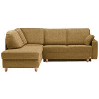 ECKSOFA  in Mikrovelours Senfgelb  208/227 cm  - Eichefarben/Rot, KONVENTIONELL, Holz/Textil (208/227cm) - Sedda