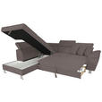 ECKSOFA inkl. Funktionen Anthrazit Cord  - Anthrazit/Silberfarben, Design, Textil/Metall (226/257cm) - Xora
