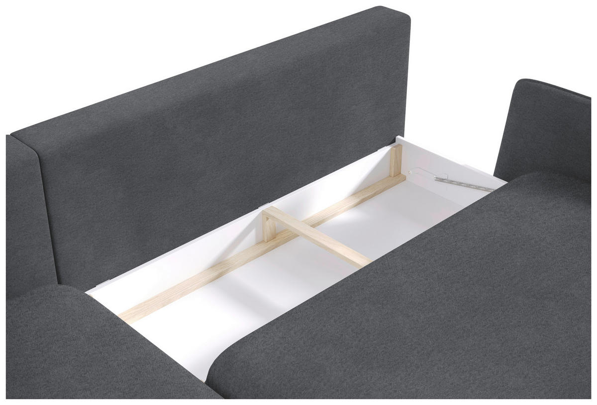 ECKSOFA in Velours Dunkelgrau  - Dunkelgrau/Schwarz, Design, Holz/Textil (167/260cm) - Welnova