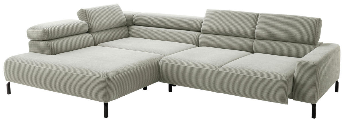 ECKSOFA inkl. Funktion in Cord Graubraun  - Graubraun/Schwarz, Modern, Textil/Metall (219/309cm) - Pure Home Lifestyle