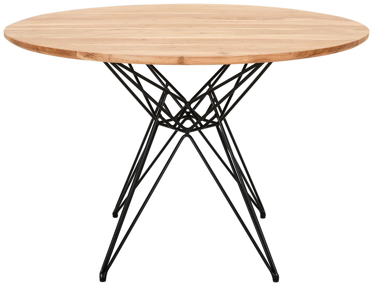 ESSTISCH in Holz, Metall 115/76/115 cm  - Schwarz/Akaziefarben, LIFESTYLE, Holz/Metall (115/76/115cm) - home24