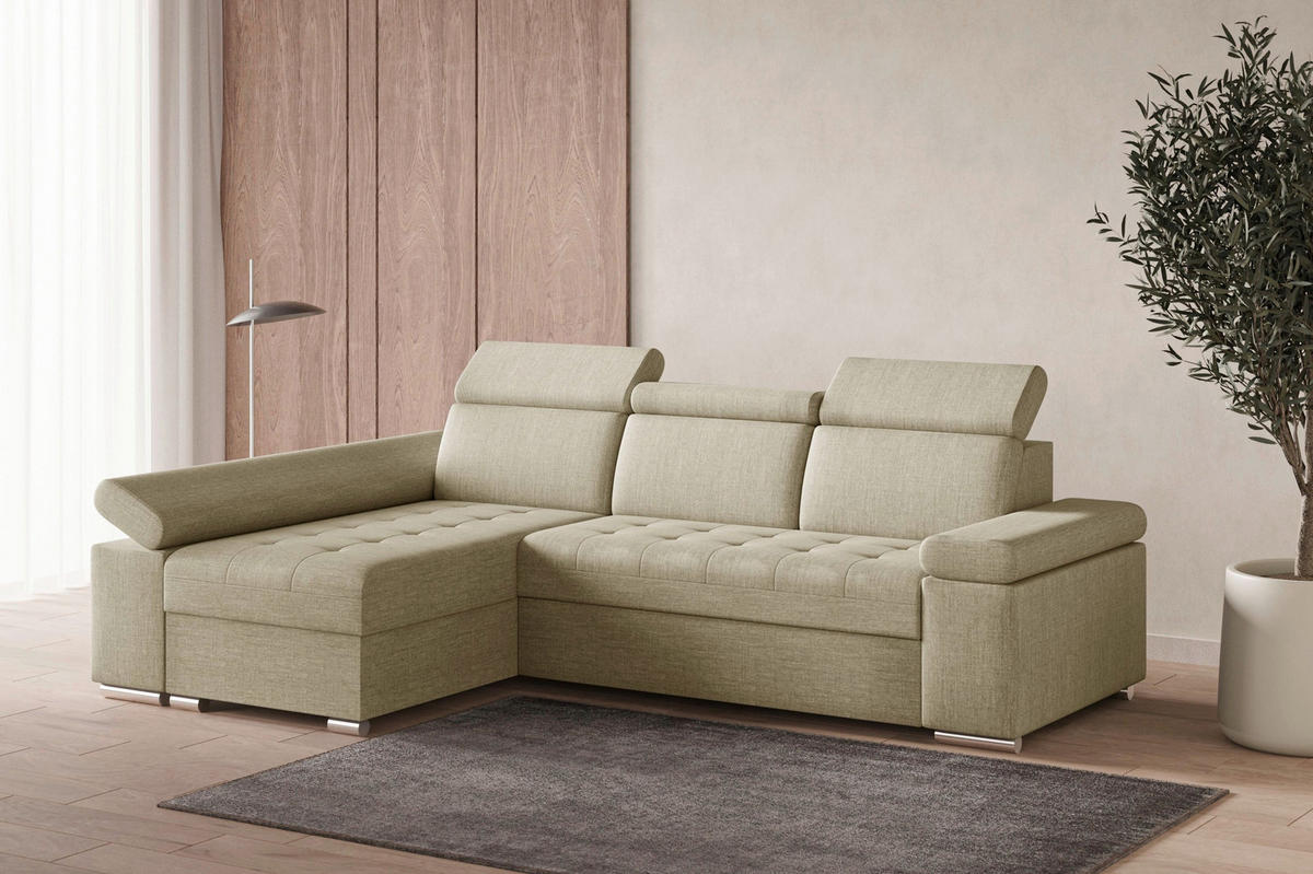 ECKSOFA TORONTO in Webstoff Creme  - Silberfarben/Creme, Design, Textil (168/260cm) - MID.YOU