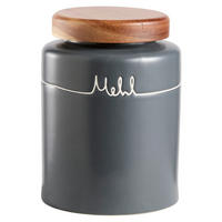 VORRATSDOSE 0.97 l  - Akaziefarben/Grau, Design, Keramik/Holz (11,5/15,5cm) - Homeware Profession.