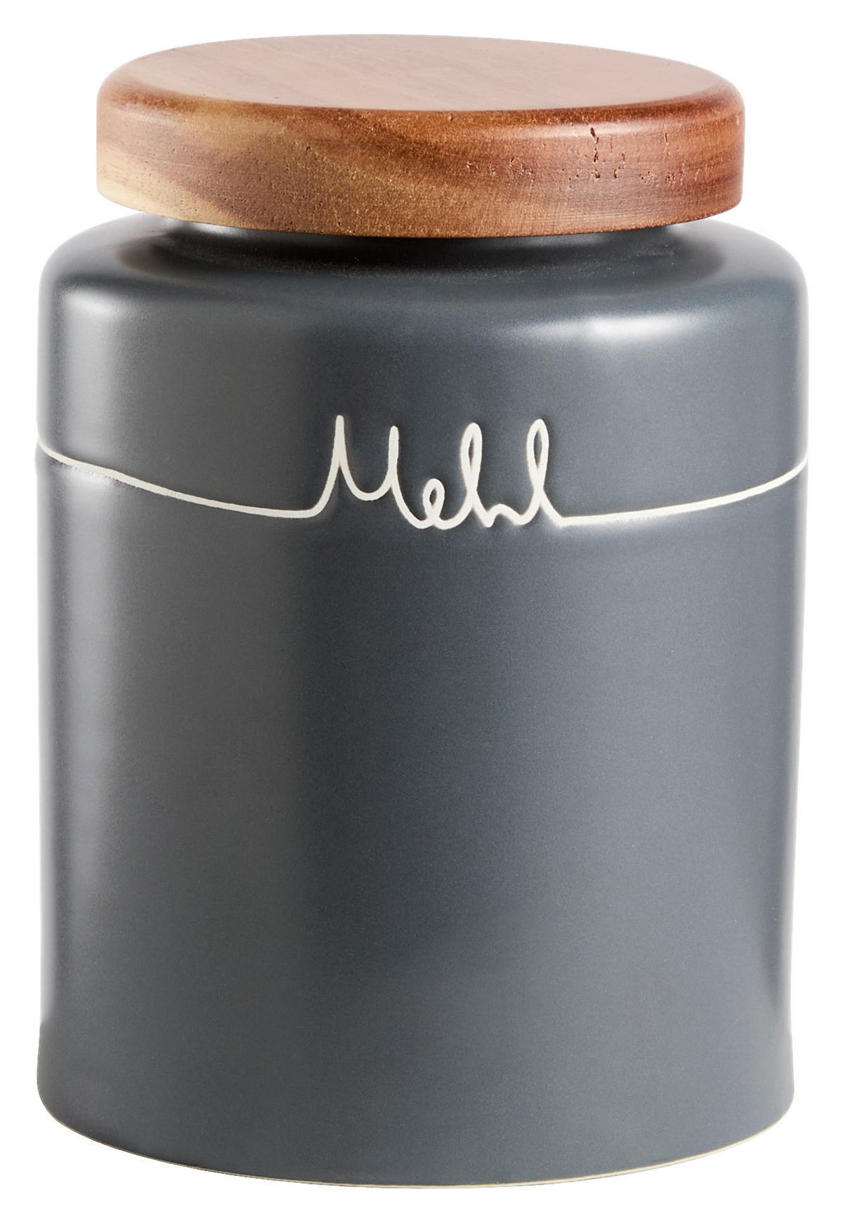 VORRATSDOSE 0.97 l  - Akaziefarben/Grau, Design, Keramik/Holz (11,5/15,5cm) - Homeware Profession.