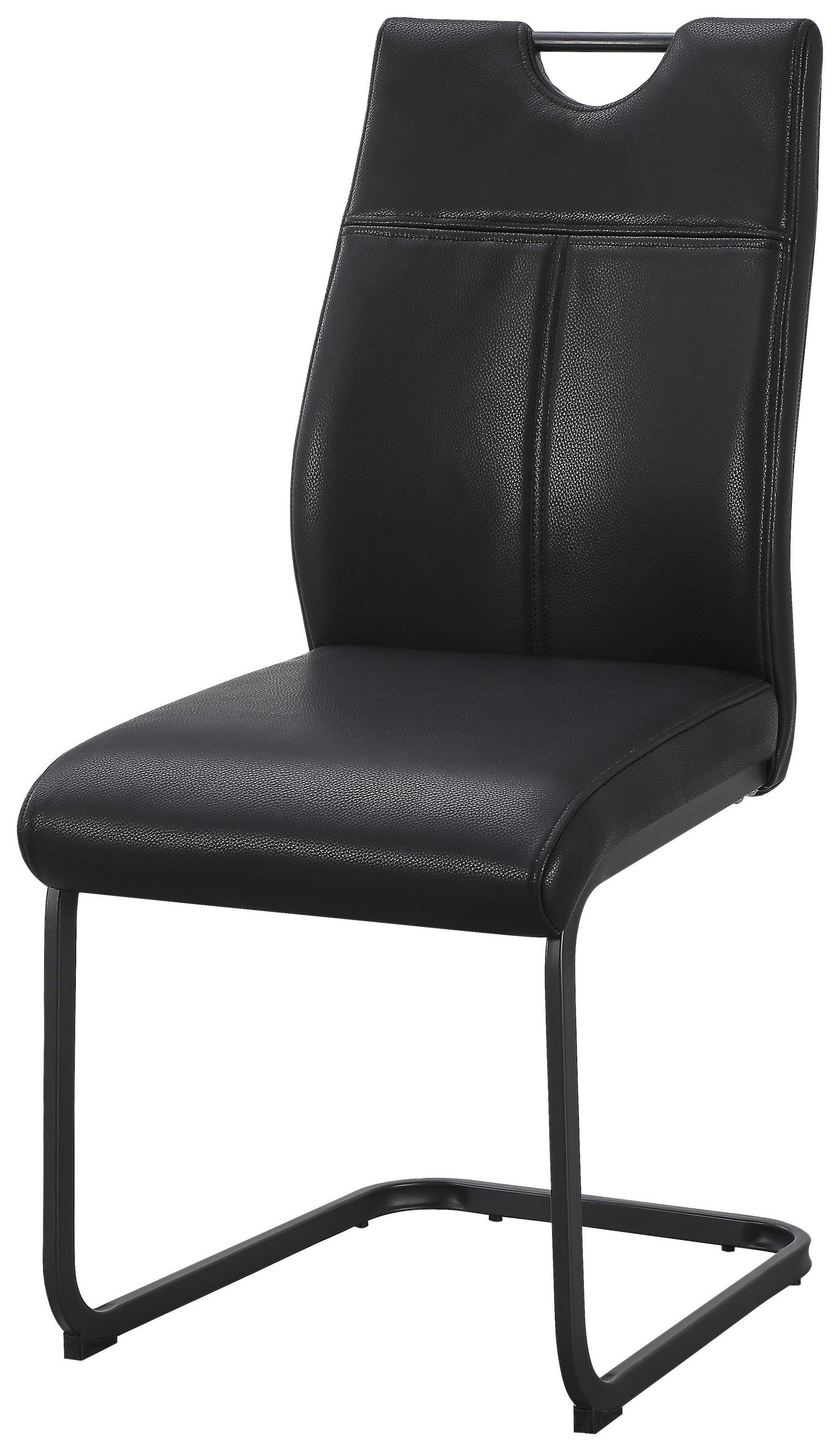 SCHWINGSTUHL    Echtleder  Schwarz  - Schwarz, MODERN, Leder/Metall (45/97/63cm) - Livetastic