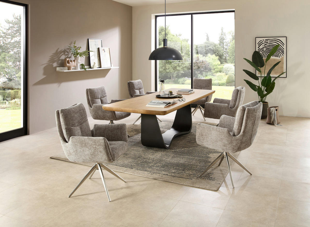 ESSTISCHHolz, Metall 260/100/75 cm   - Eichefarben/Anthrazit, Modern, Holz/Metall (260/100/75cm) - Livetastic