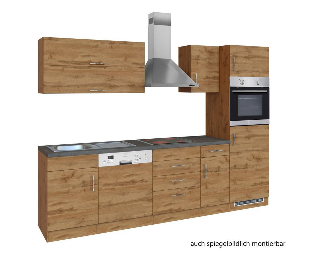 KÜCHENBLOCK 270 cm   in Schieferfarben, Eiche Wotan  - Chromfarben/Schieferfarben, Modern, Holzwerkstoff/Metall (270cm) - Held