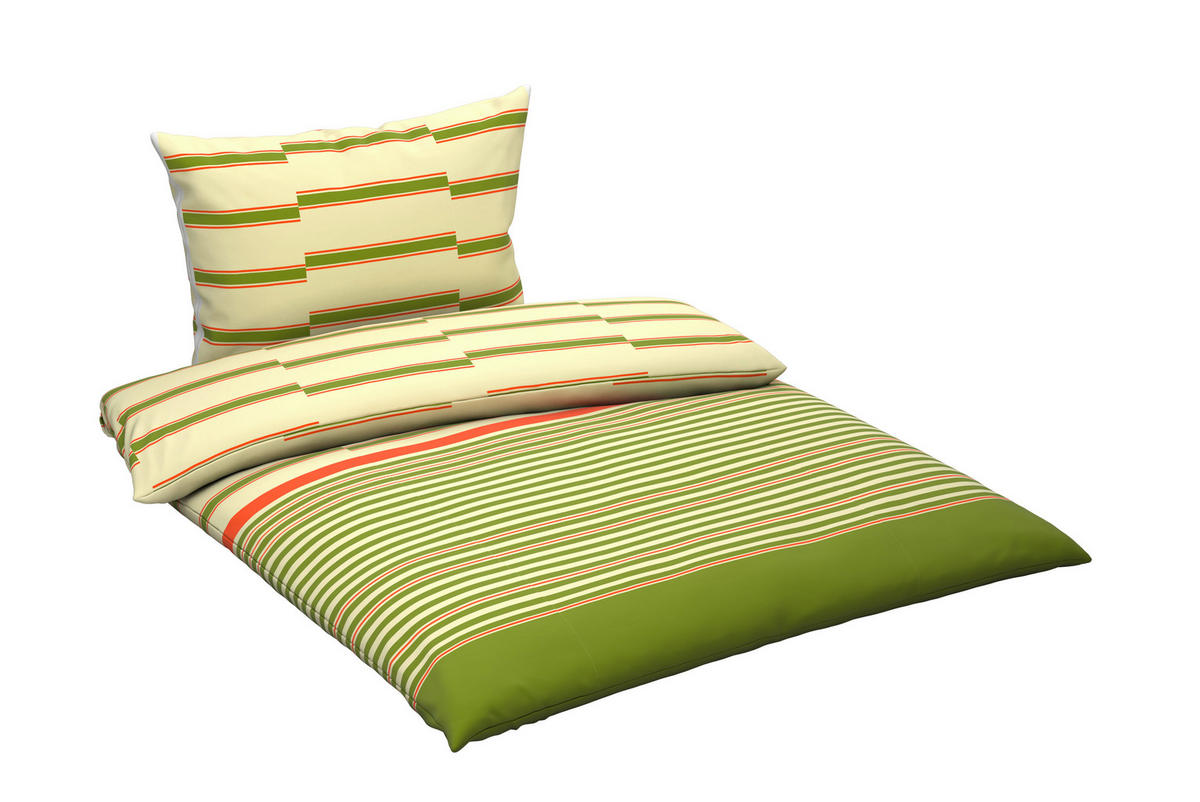 BETTWÄSCHE 200/200 cm  - Orange/Grasgrün, Textil (200/200cm) - Bio:Vio