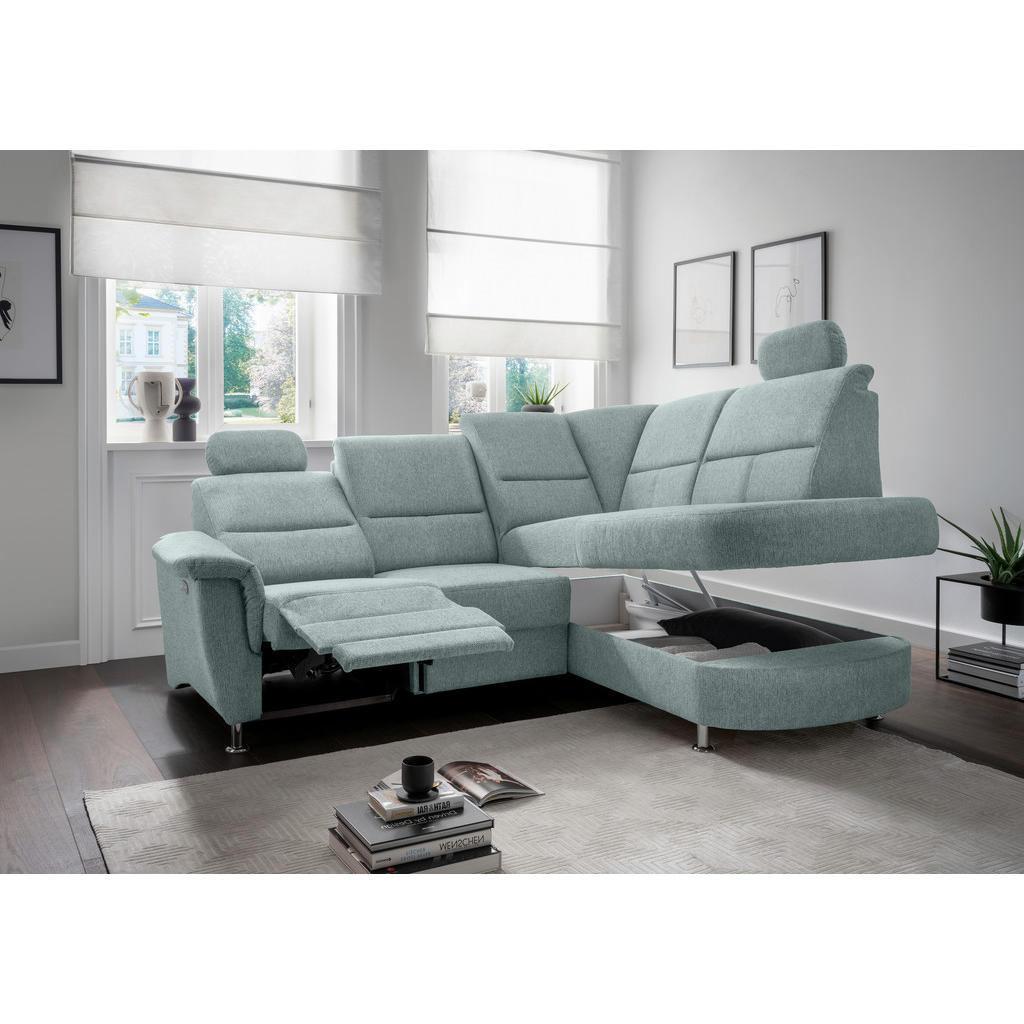 Thumbnail - Livetastic Ecksofa, Mintgrün, Textil, Uni, 4-Sitzer, Ottomane rechts, L-Form, 231x184 cm, Made in EU, Rücken echt, USB-A...