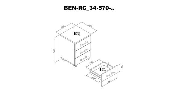 ROLLCONTAINER Weiß  - Silberfarben/Weiß, MODERN, Holzwerkstoff/Kunststoff (40/56/39cm) - Carryhome
