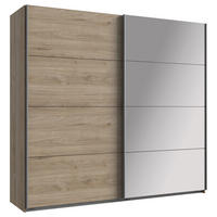 SCHWEBETÜRENSCHRANK 225/210/65 cm 2-türig Eichefarben, Hickory  - Eichefarben/Alufarben, Design, Glas/Holzwerkstoff (225/210/65cm) - Carryhome