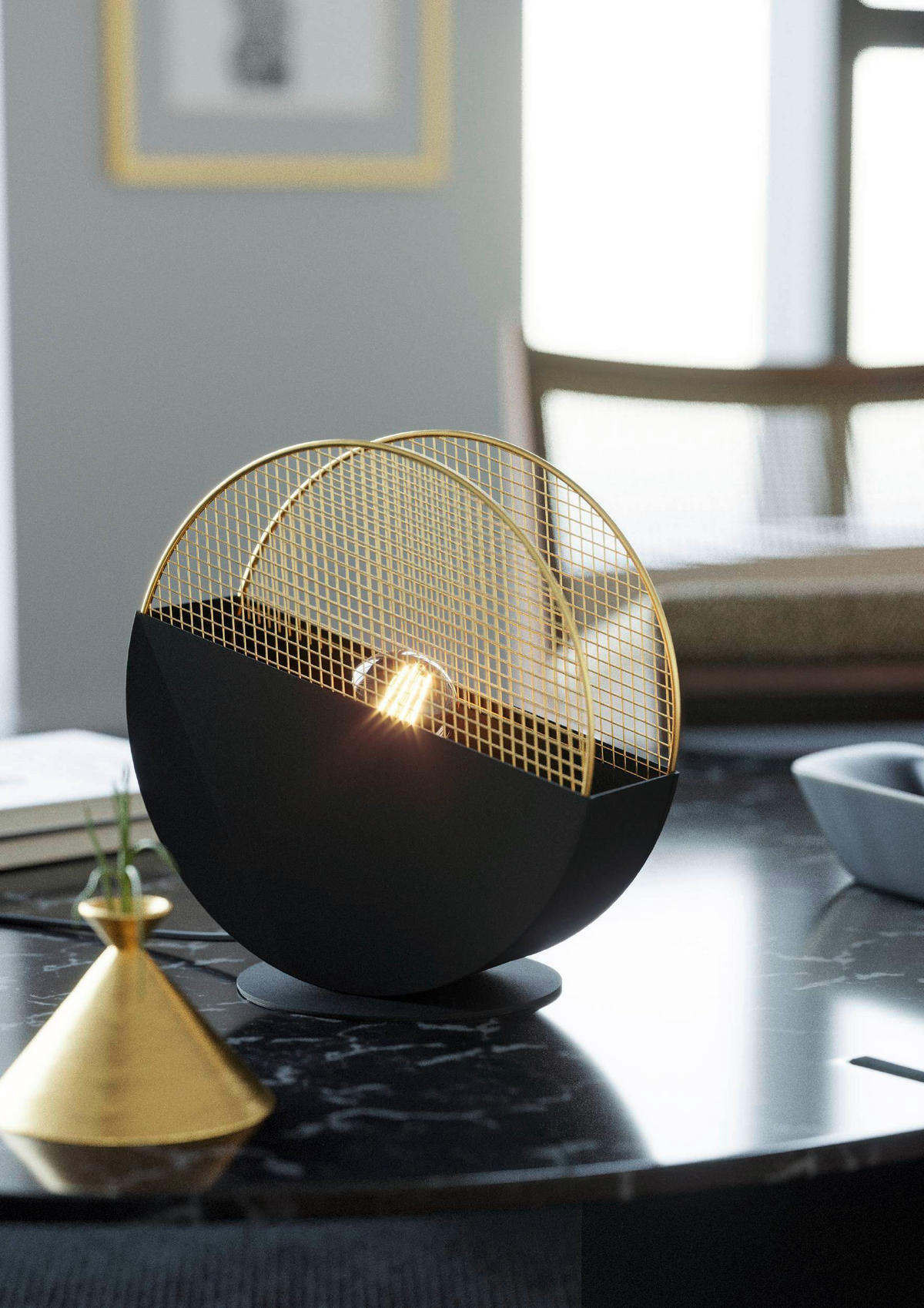 TISCHLEUCHTE 28/9/28,5 cm   - Goldfarben/Schwarz, Design, Metall (28/9/28,5cm) - Eglo