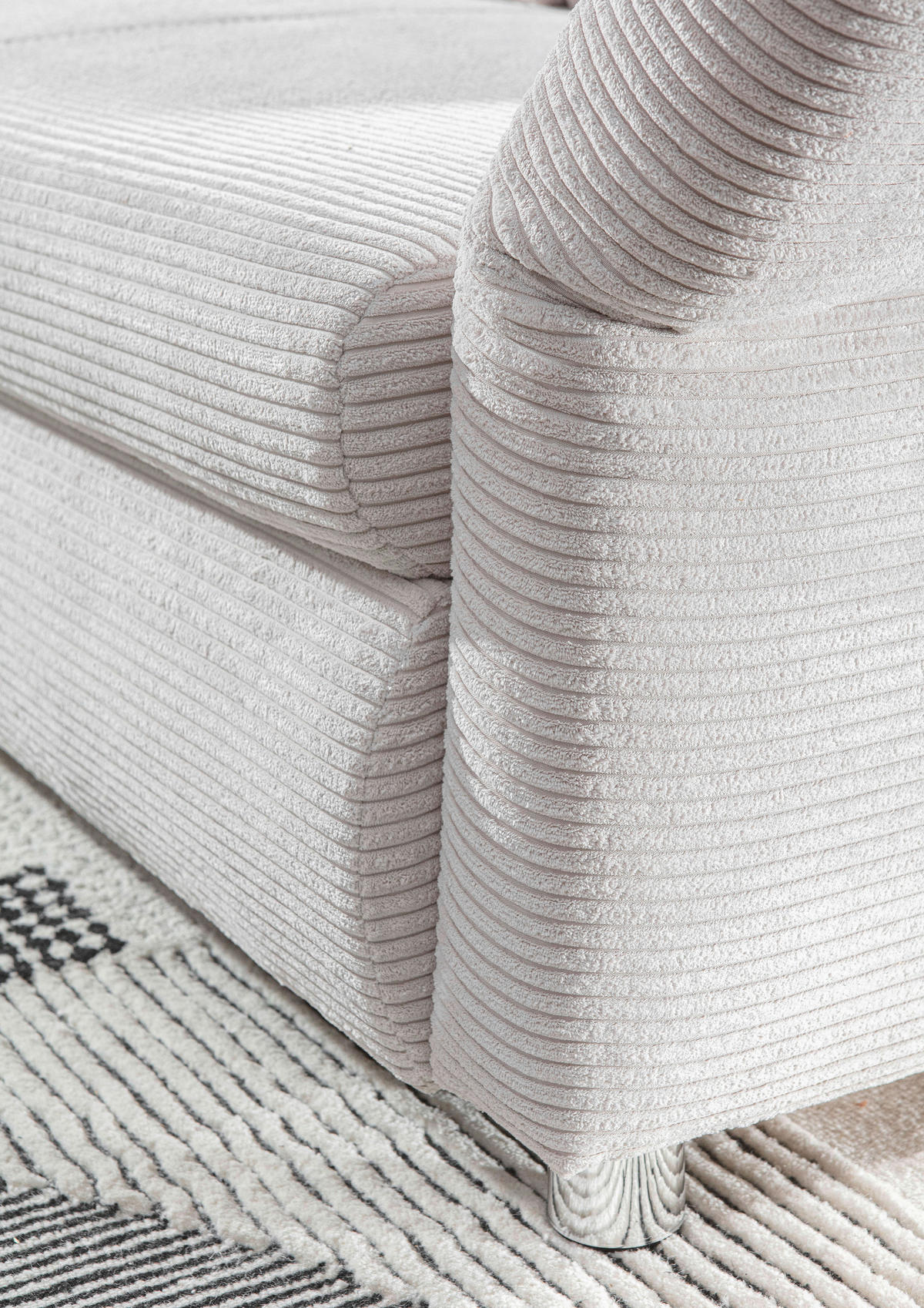BÄDDSOFFA i manchester cremefärgad  - kromfärg/cremefärgad, Design, textil/plast (176/81/98cm) - MID.YOU