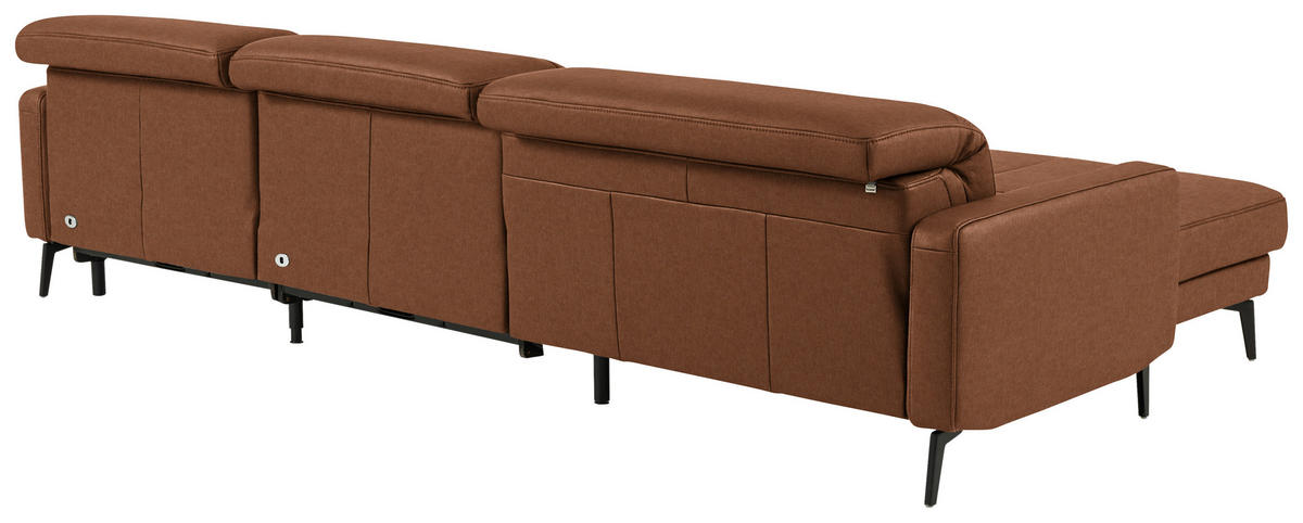 ECKSOFA  Echtleder Cognac  - Cognac/Schwarz, Design, Leder/Metall (179/323cm) - Dieter Knoll
