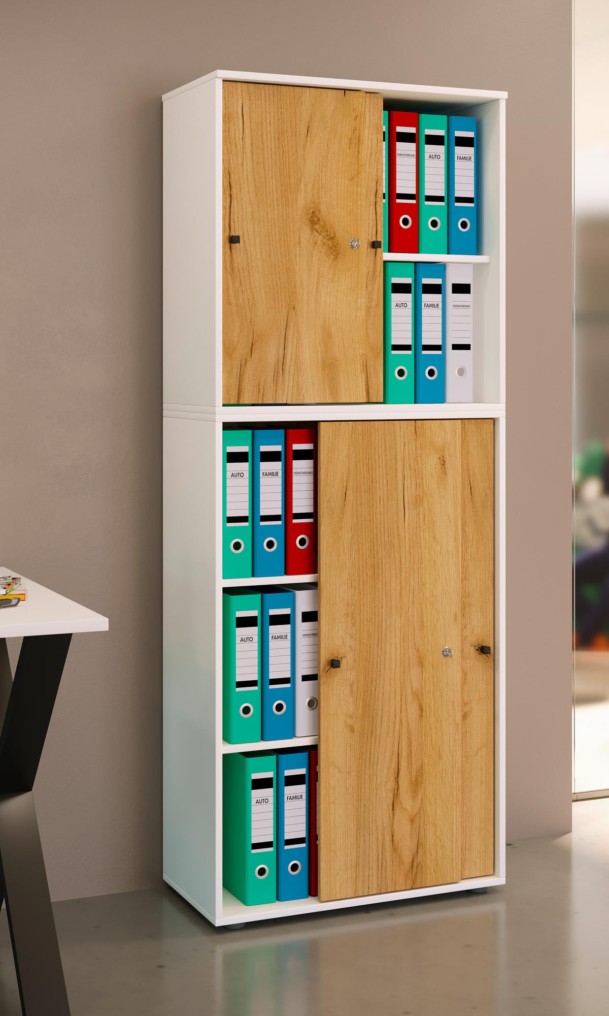 AKTENSCHRANK 70/183/37 cm  - Honigeiche/Weiss, Design, Holzwerkstoff (70/183/37cm) - MID.YOU