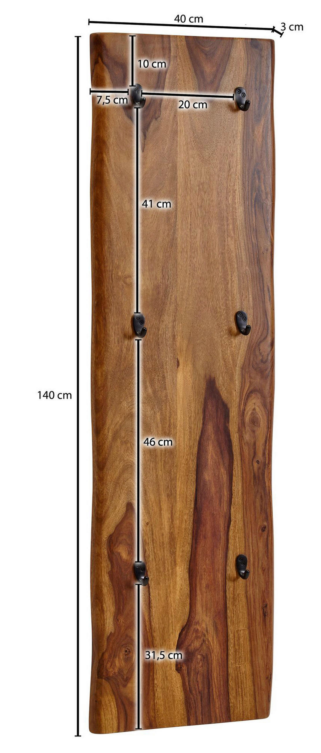 VÄGGHÄNGARE 40/140/7 cm  - sheshamfärgad, Modern, trä (40/140/7cm) - MID.YOU